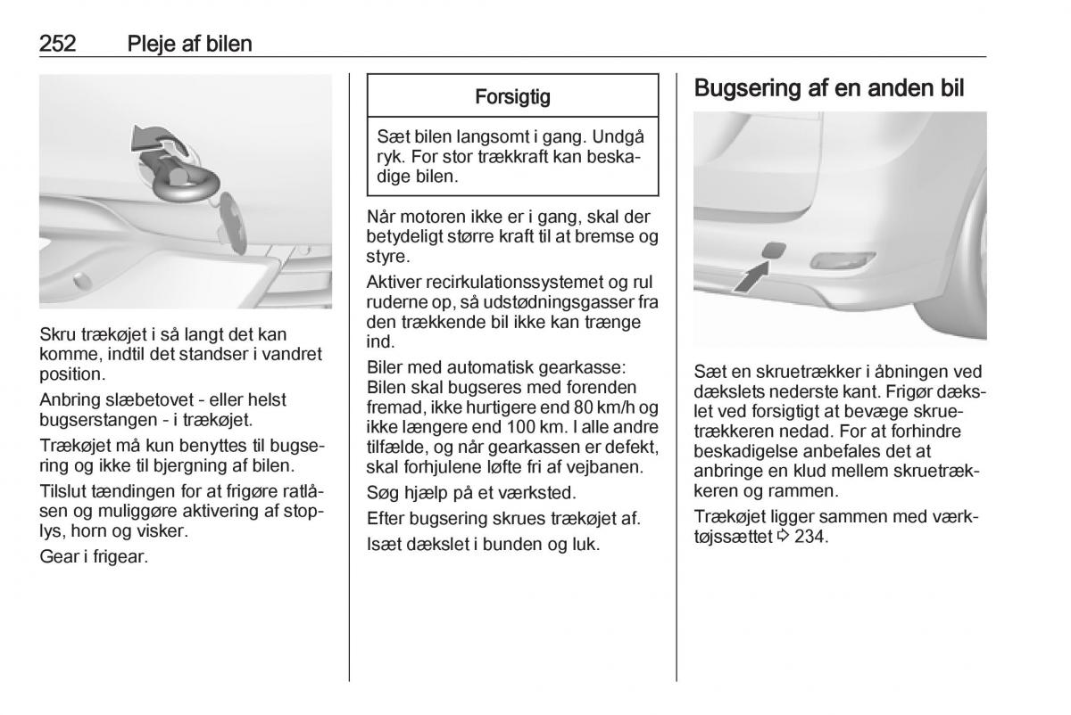 Opel Zafira C FL Bilens instruktionsbog / page 254