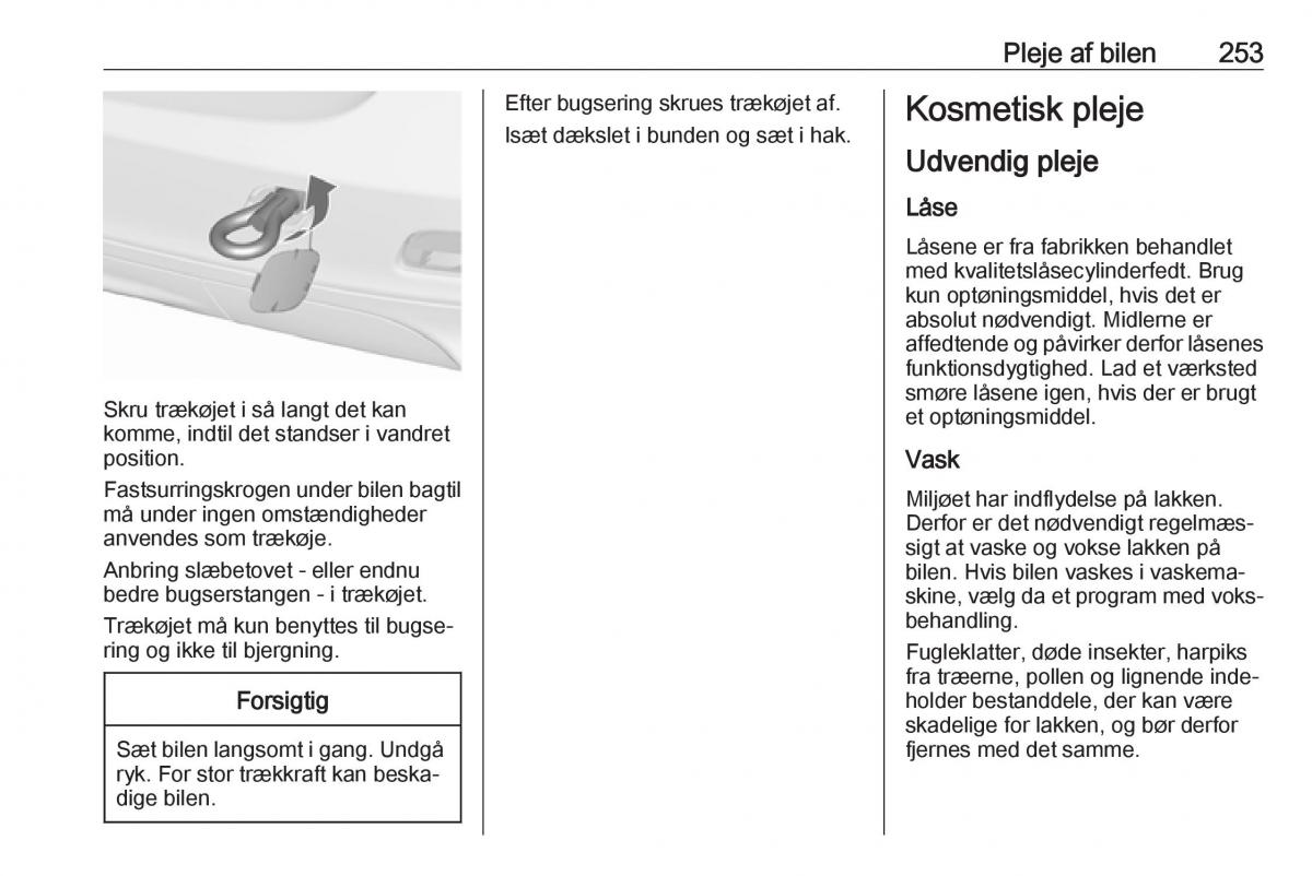 Opel Zafira C FL Bilens instruktionsbog / page 255