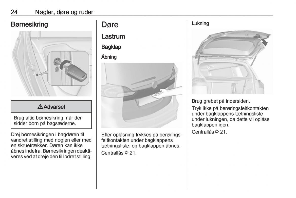 Opel Zafira C FL Bilens instruktionsbog / page 26