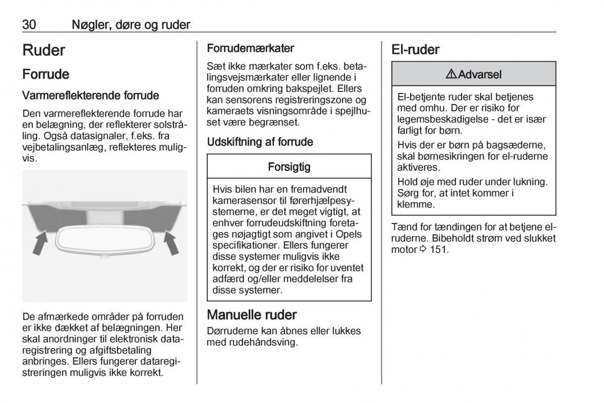 Opel Zafira C FL Bilens instruktionsbog / page 32