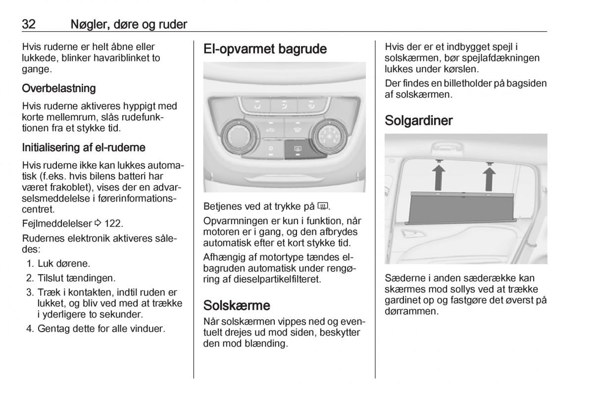 Opel Zafira C FL Bilens instruktionsbog / page 34