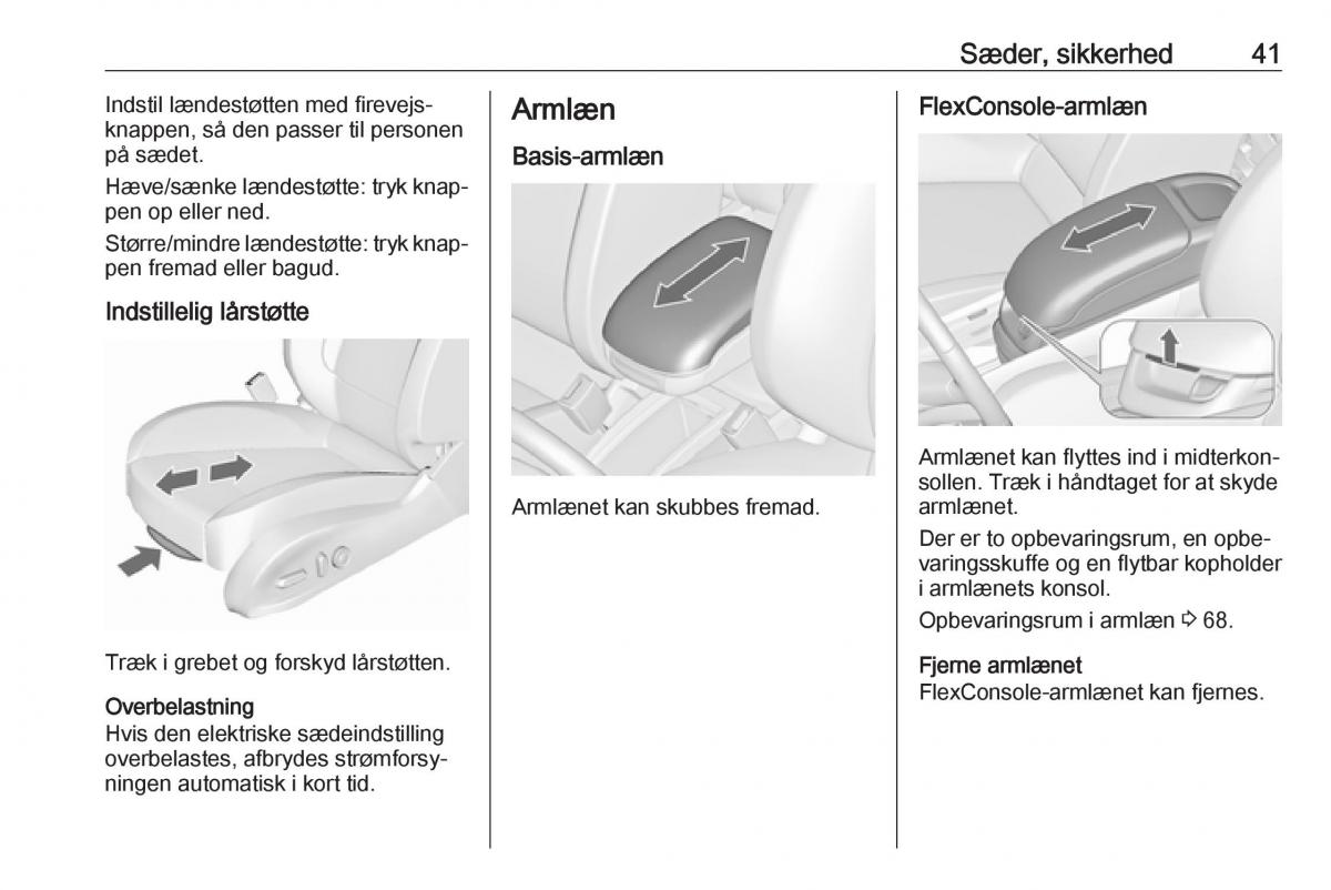 Opel Zafira C FL Bilens instruktionsbog / page 43