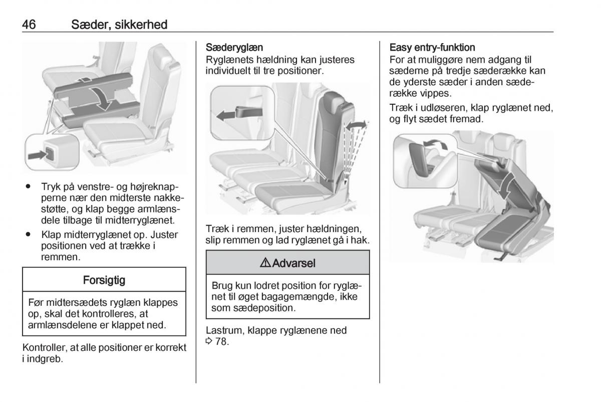 Opel Zafira C FL Bilens instruktionsbog / page 48