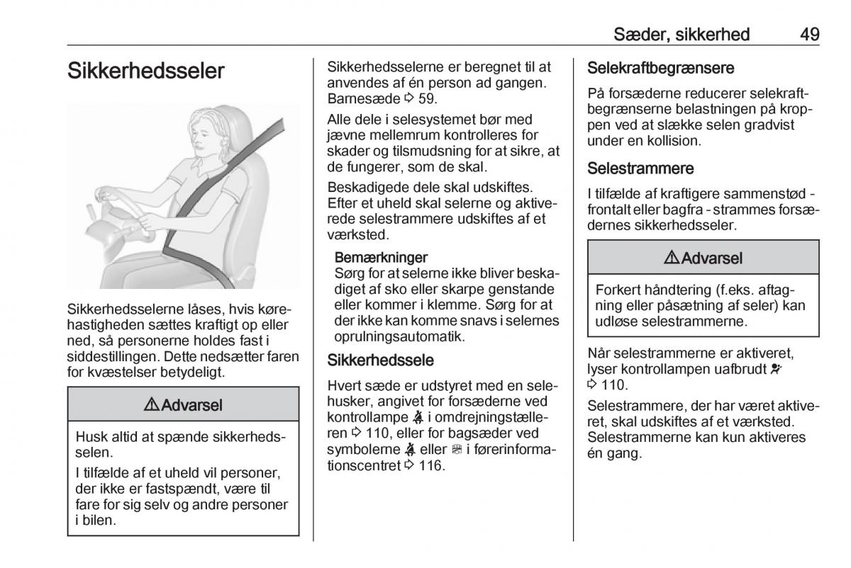 Opel Zafira C FL Bilens instruktionsbog / page 51