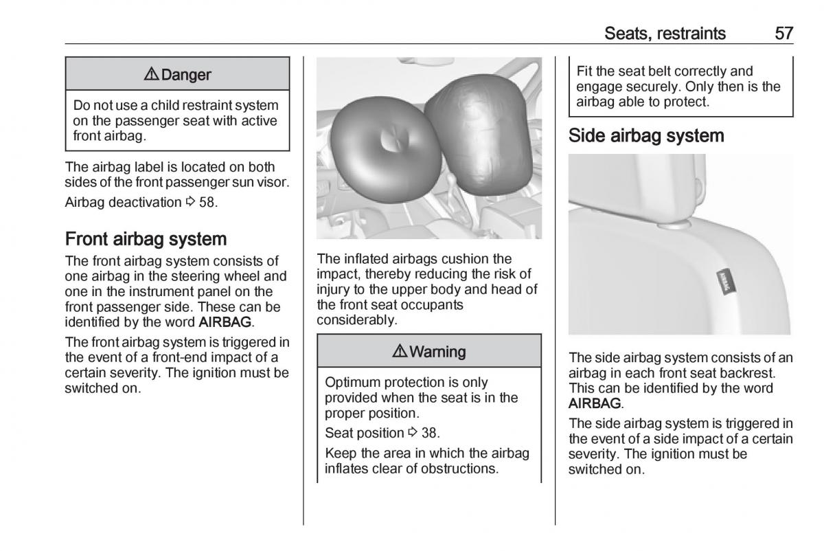 Opel Zafira C FL owners manual / page 59