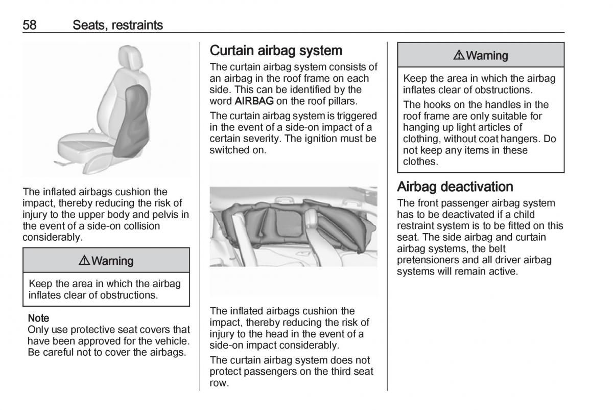 Opel Zafira C FL owners manual / page 60