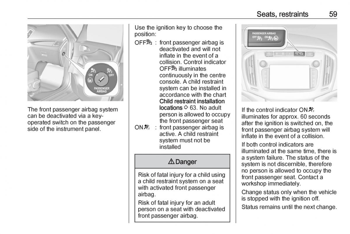 Opel Zafira C FL owners manual / page 61