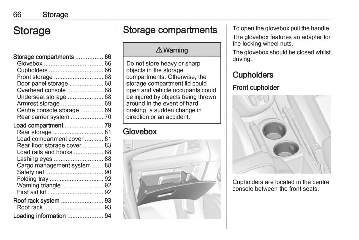 Opel Zafira C FL owners manual / page 68