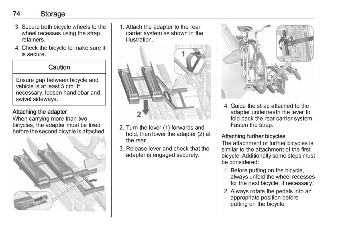 Opel Zafira C FL owners manual / page 76