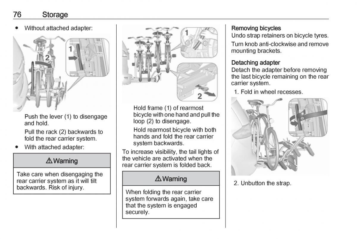 Opel Zafira C FL owners manual / page 78