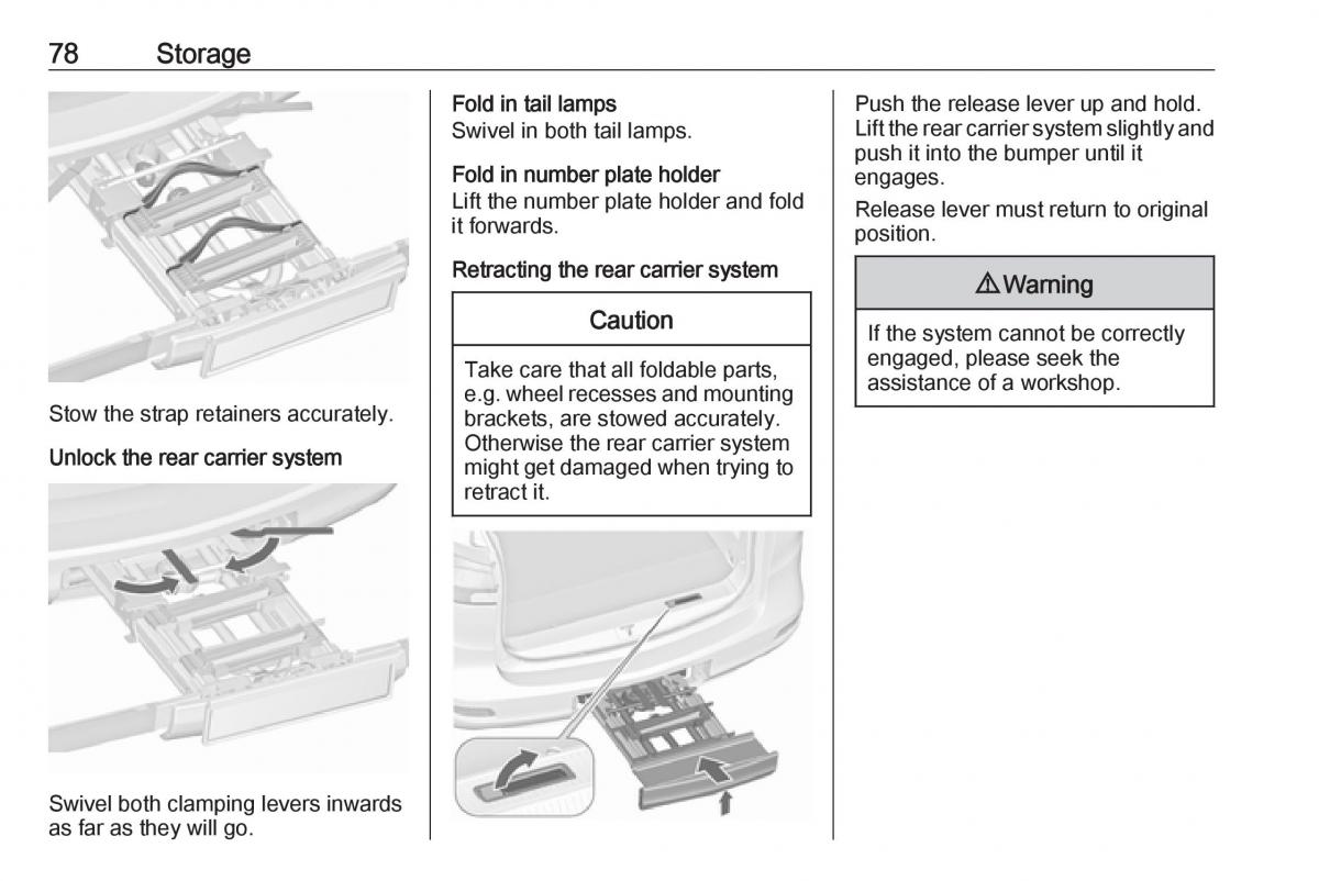 Opel Zafira C FL owners manual / page 80