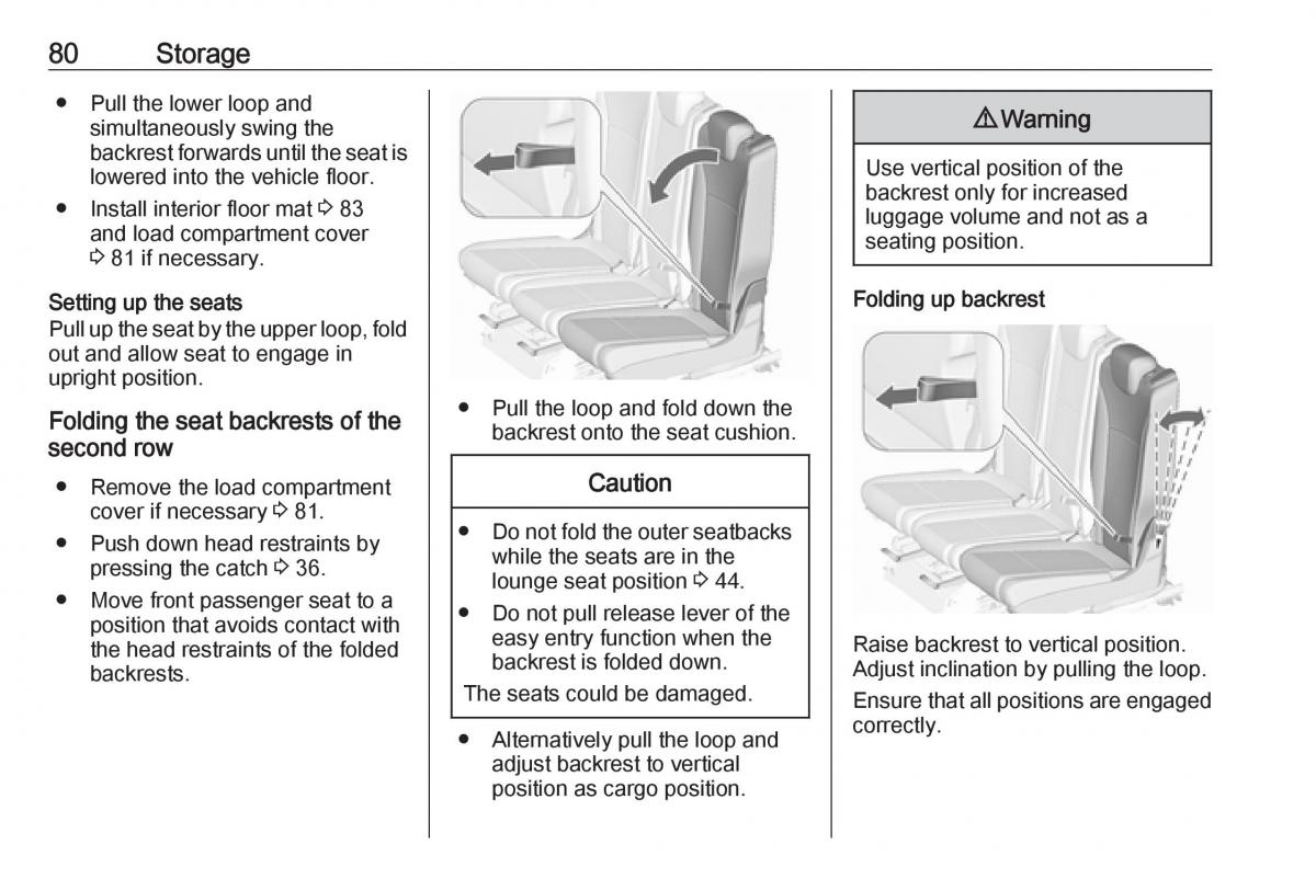 Opel Zafira C FL owners manual / page 82