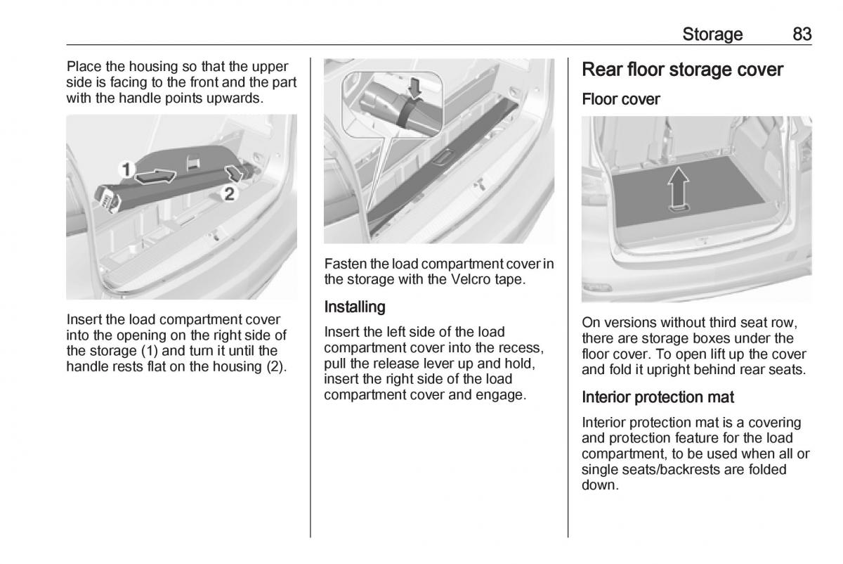 Opel Zafira C FL owners manual / page 85