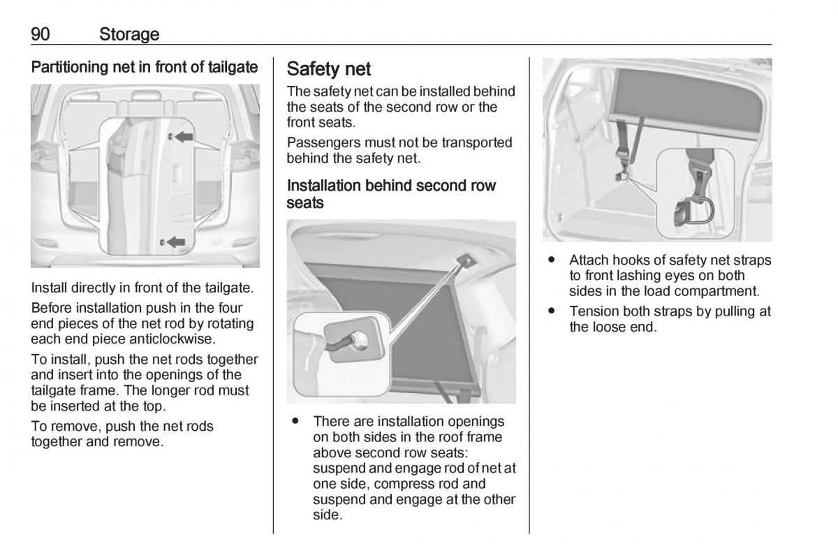 Opel Zafira C FL owners manual / page 92