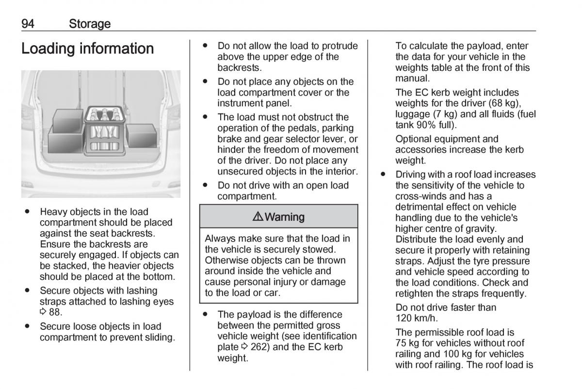 Opel Zafira C FL owners manual / page 96