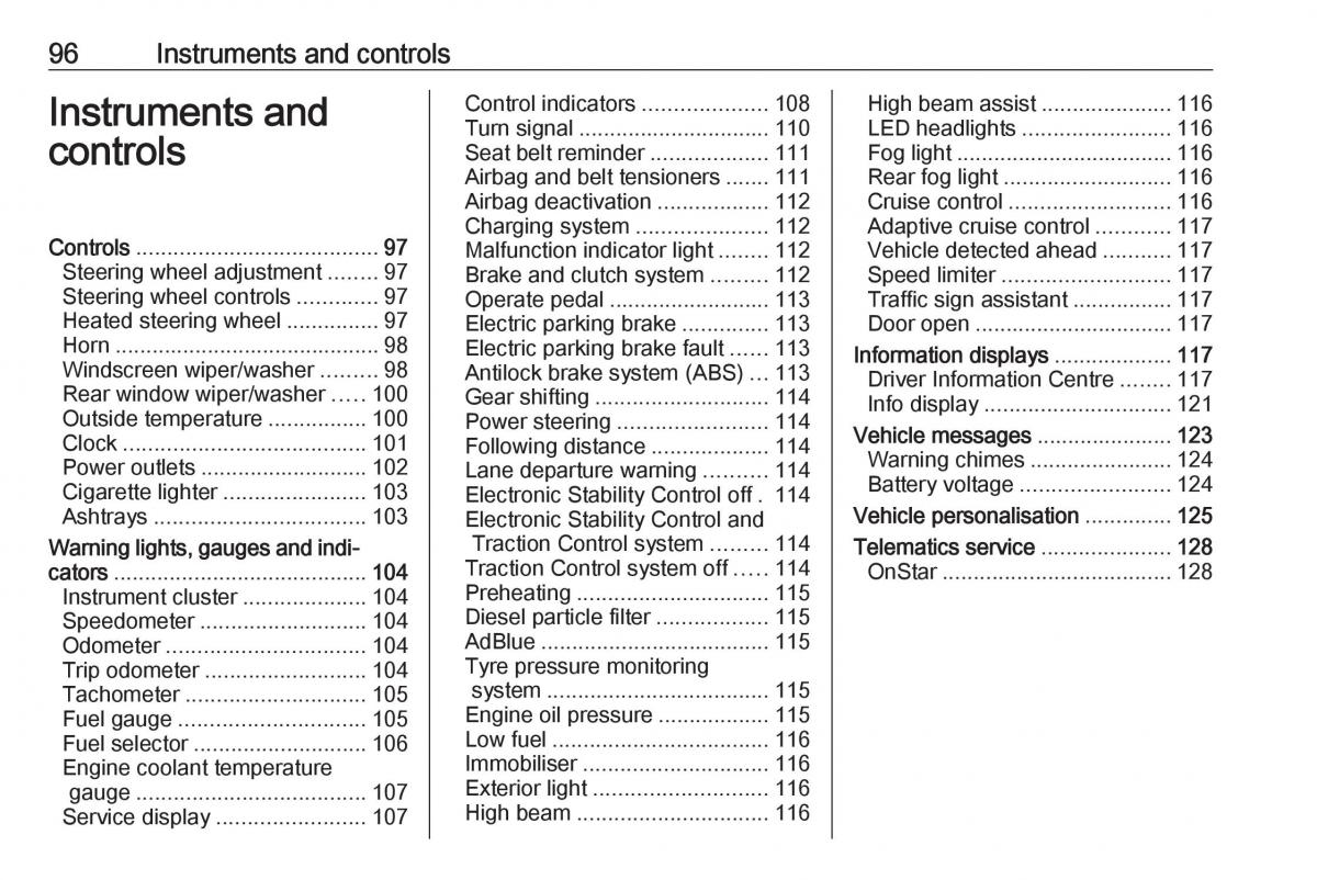 Opel Zafira C FL owners manual / page 98