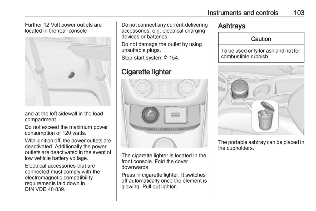 Opel Zafira C FL owners manual / page 105