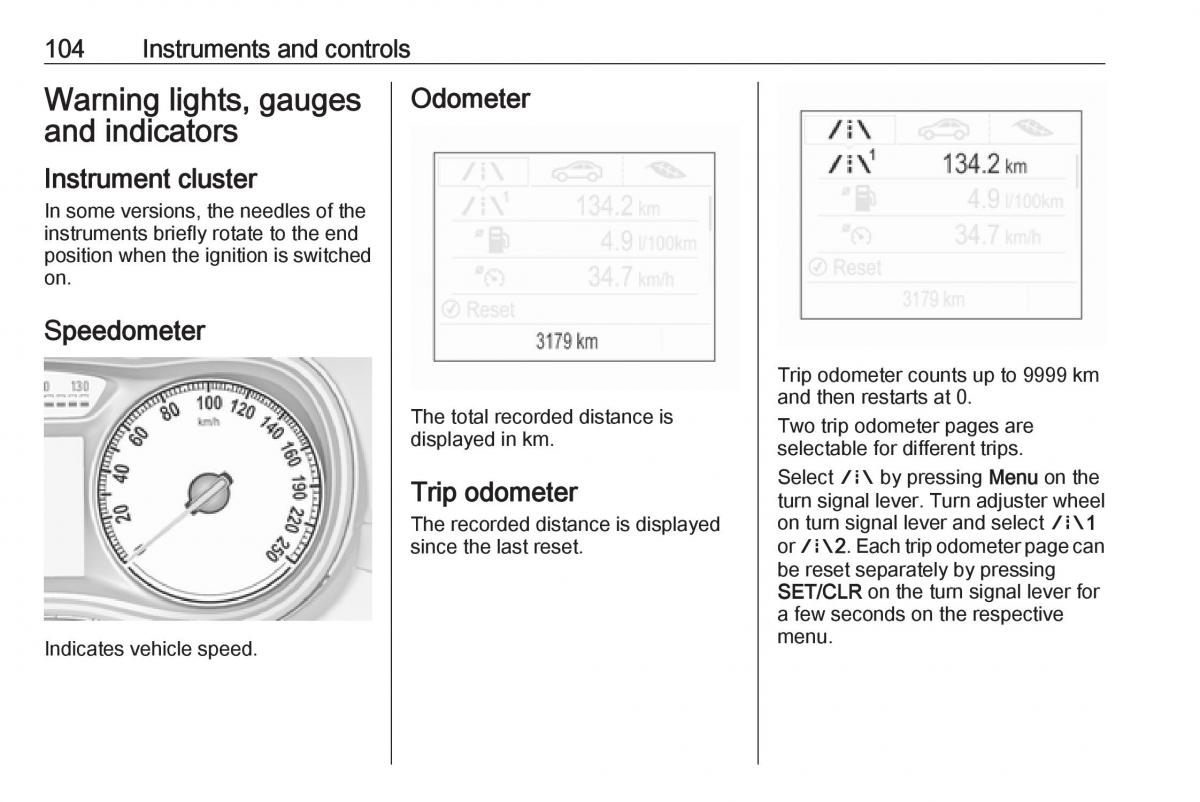 Opel Zafira C FL owners manual / page 106