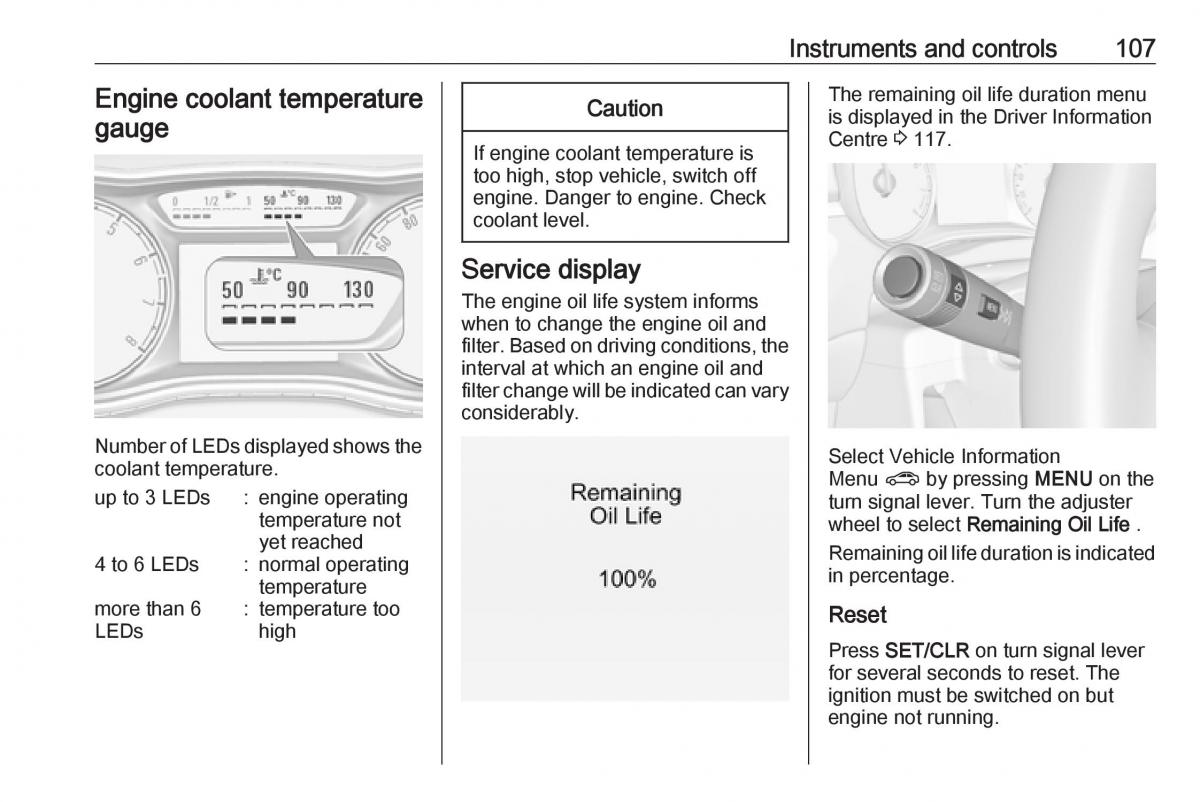 Opel Zafira C FL owners manual / page 109