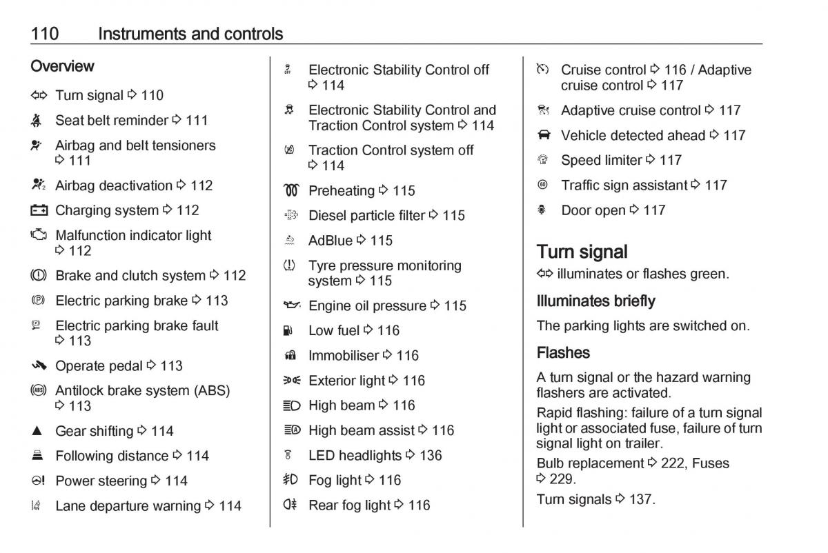 Opel Zafira C FL owners manual / page 112