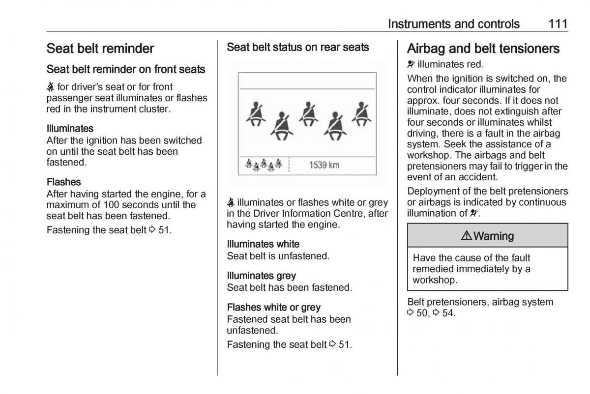 Opel Zafira C FL owners manual / page 113