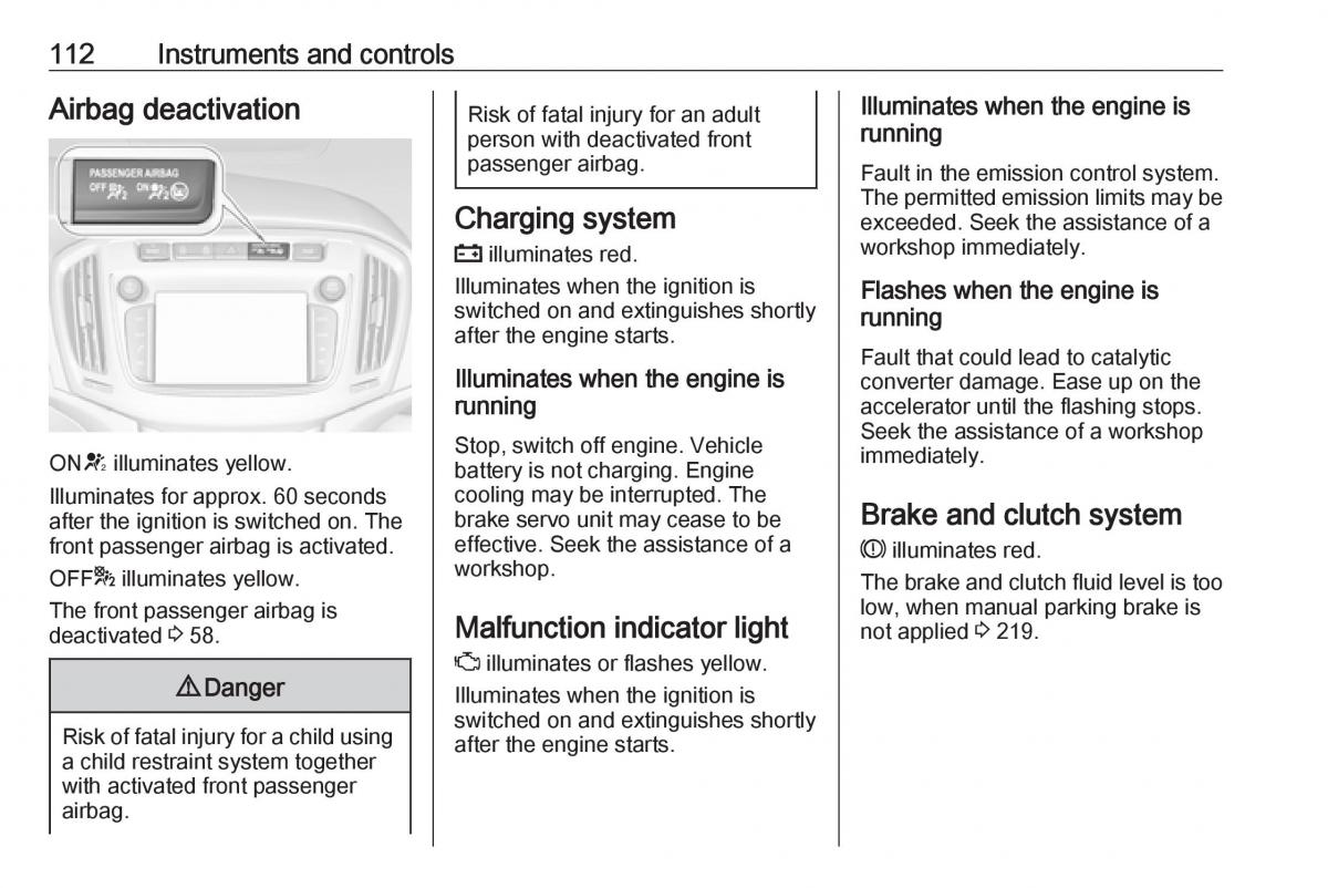 Opel Zafira C FL owners manual / page 114