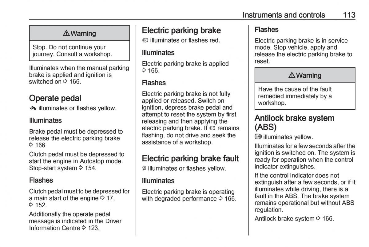 Opel Zafira C FL owners manual / page 115