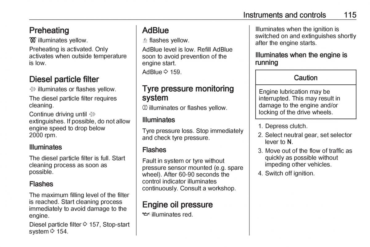 Opel Zafira C FL owners manual / page 117