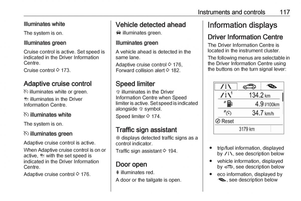 Opel Zafira C FL owners manual / page 119