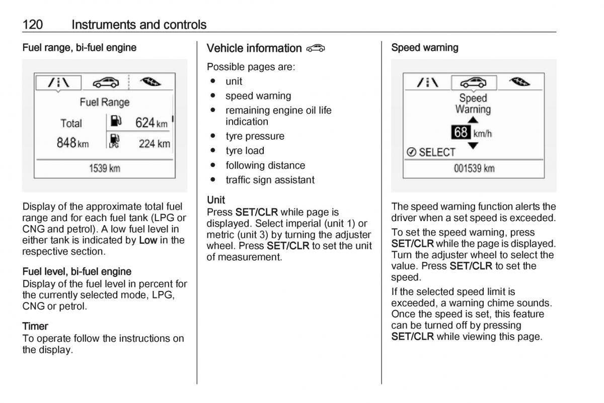 Opel Zafira C FL owners manual / page 122