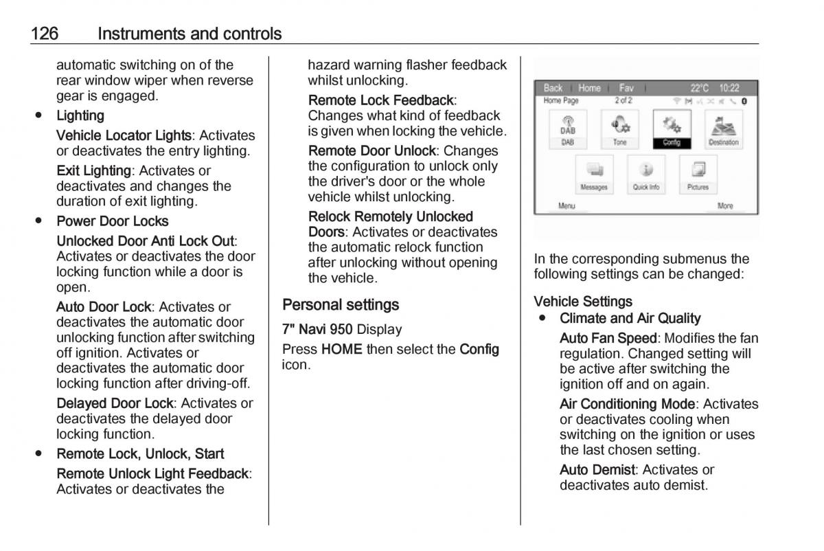 Opel Zafira C FL owners manual / page 128