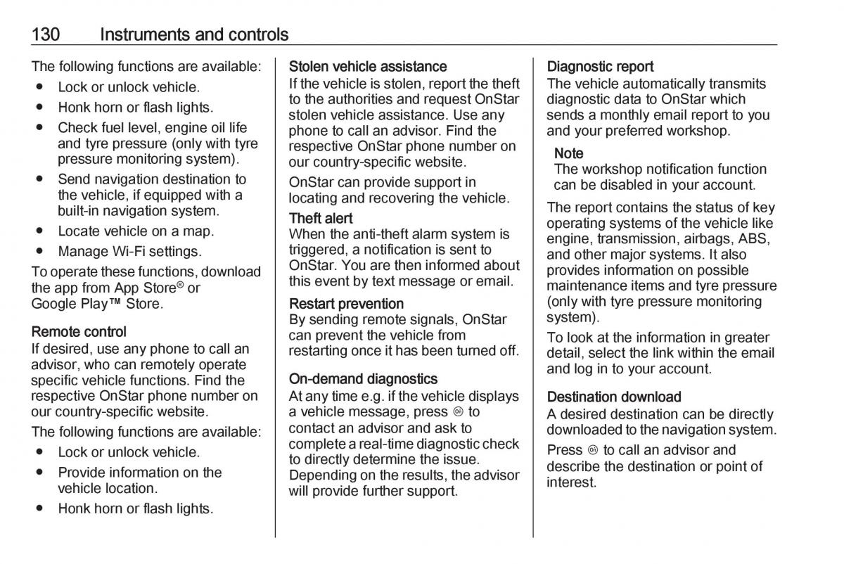 Opel Zafira C FL owners manual / page 132