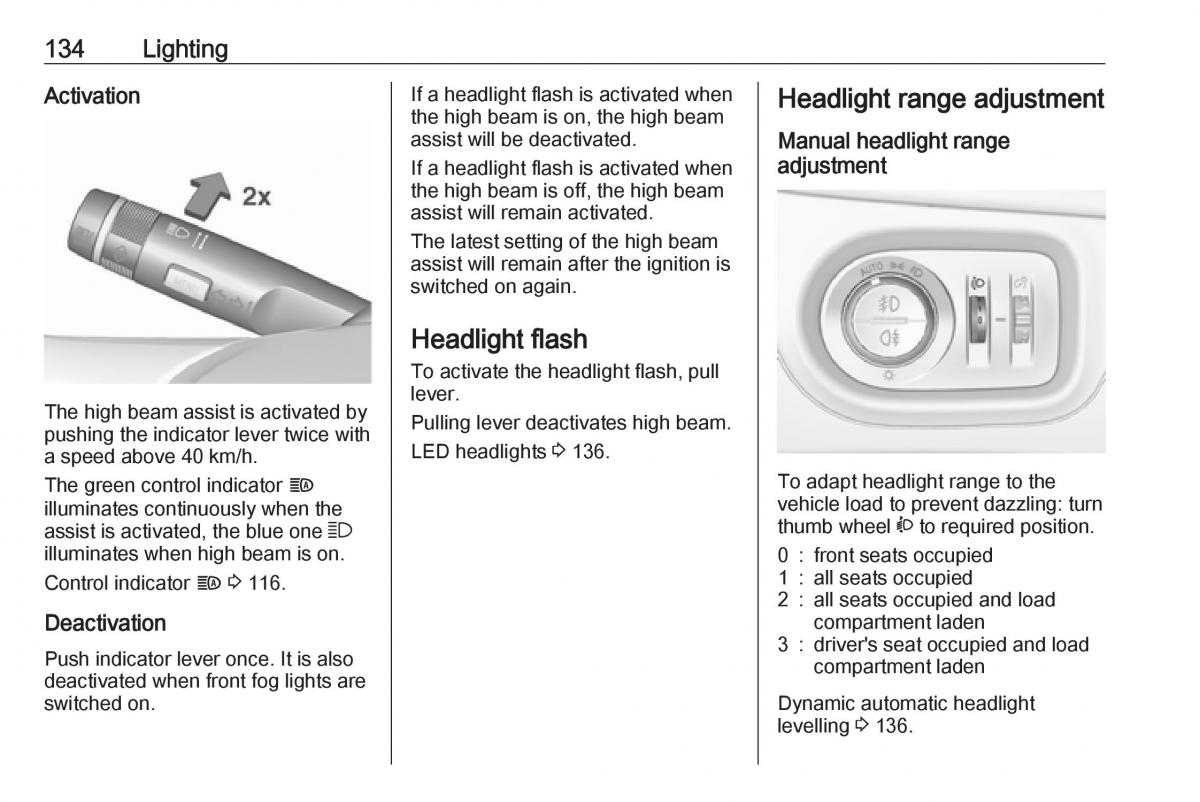 Opel Zafira C FL owners manual / page 136