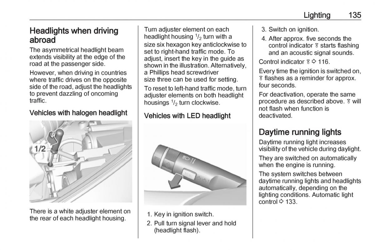 Opel Zafira C FL owners manual / page 137