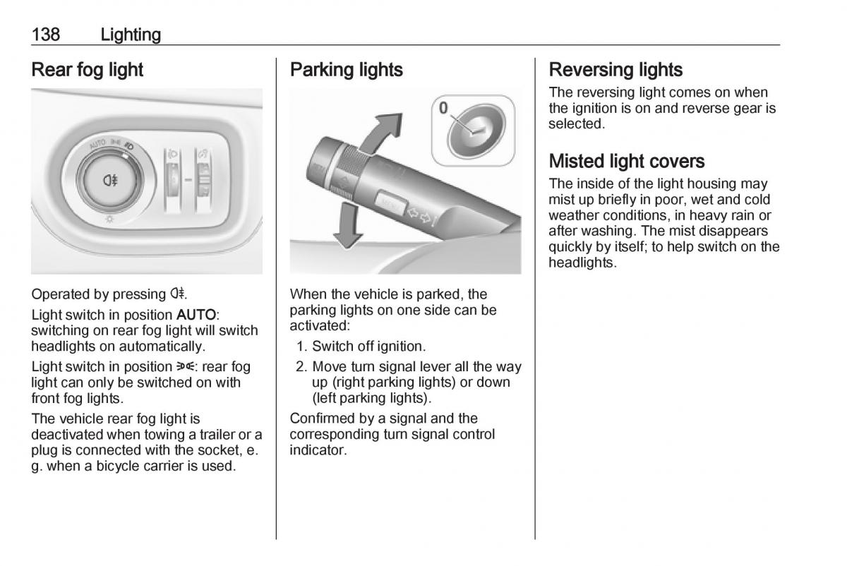 Opel Zafira C FL owners manual / page 140