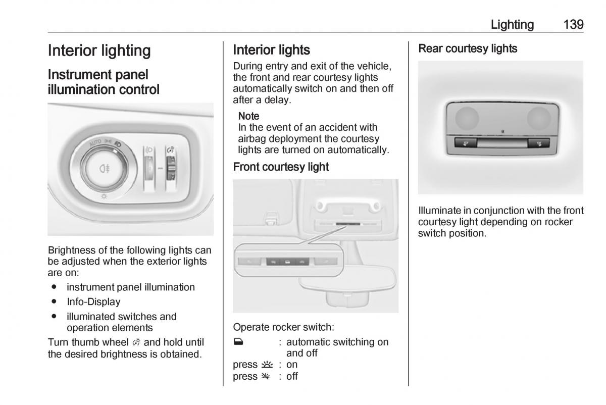 Opel Zafira C FL owners manual / page 141