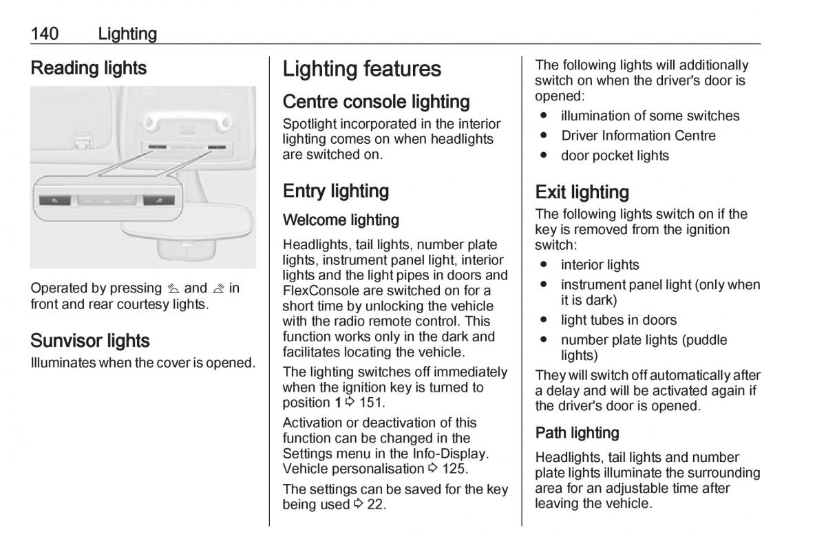 Opel Zafira C FL owners manual / page 142