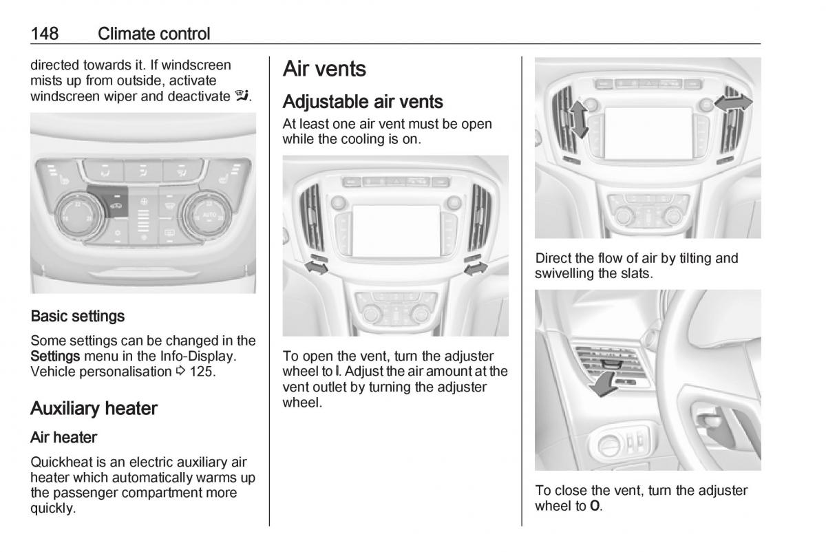 Opel Zafira C FL owners manual / page 150