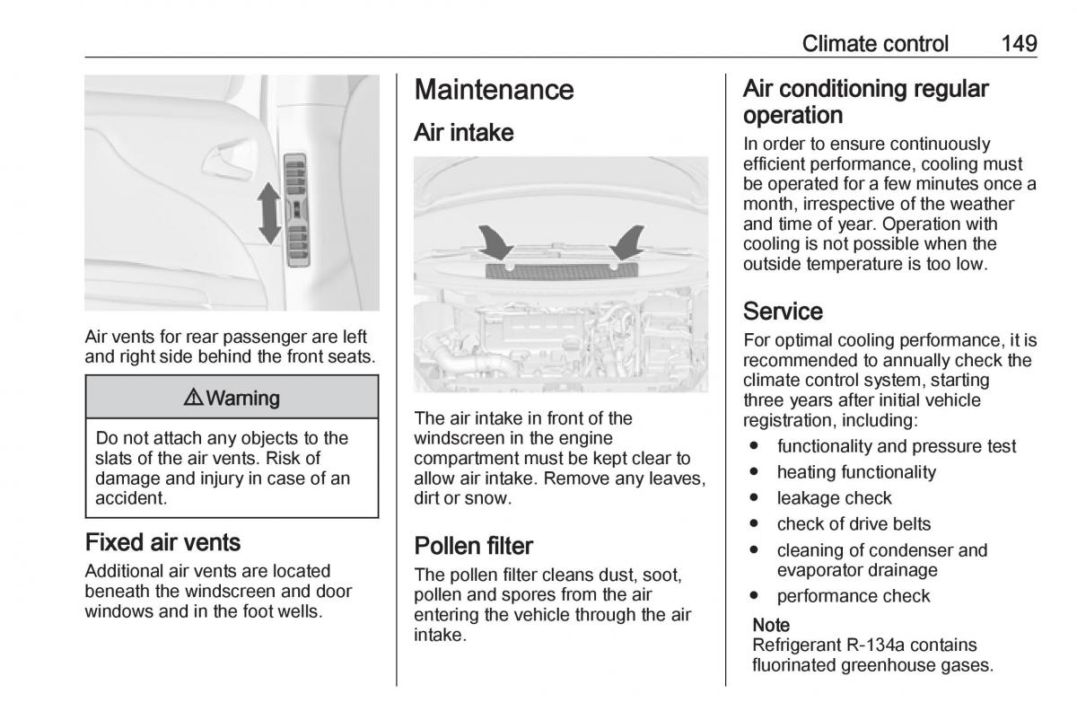 Opel Zafira C FL owners manual / page 151