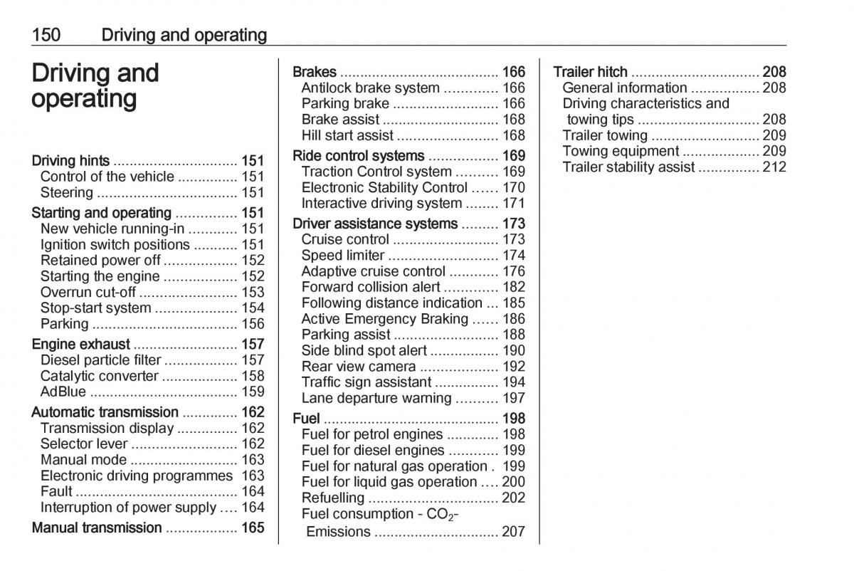 Opel Zafira C FL owners manual / page 152