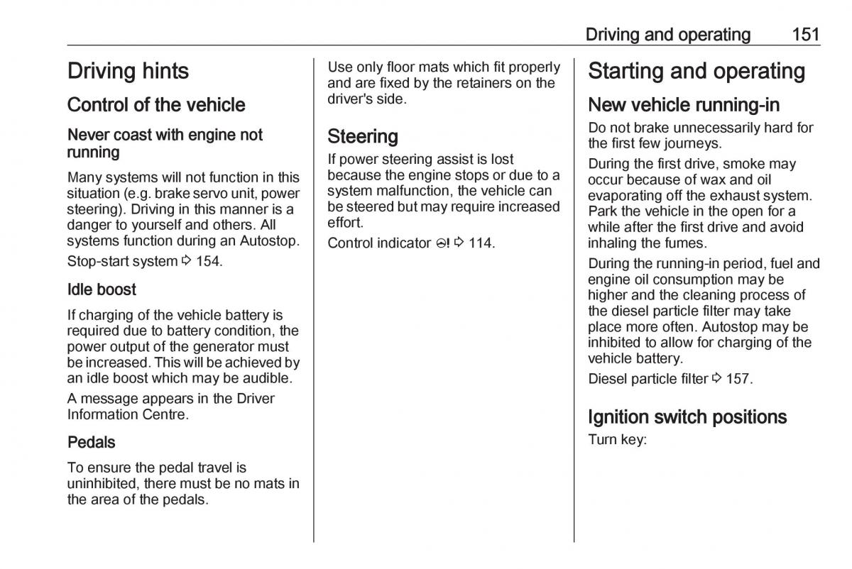 Opel Zafira C FL owners manual / page 153