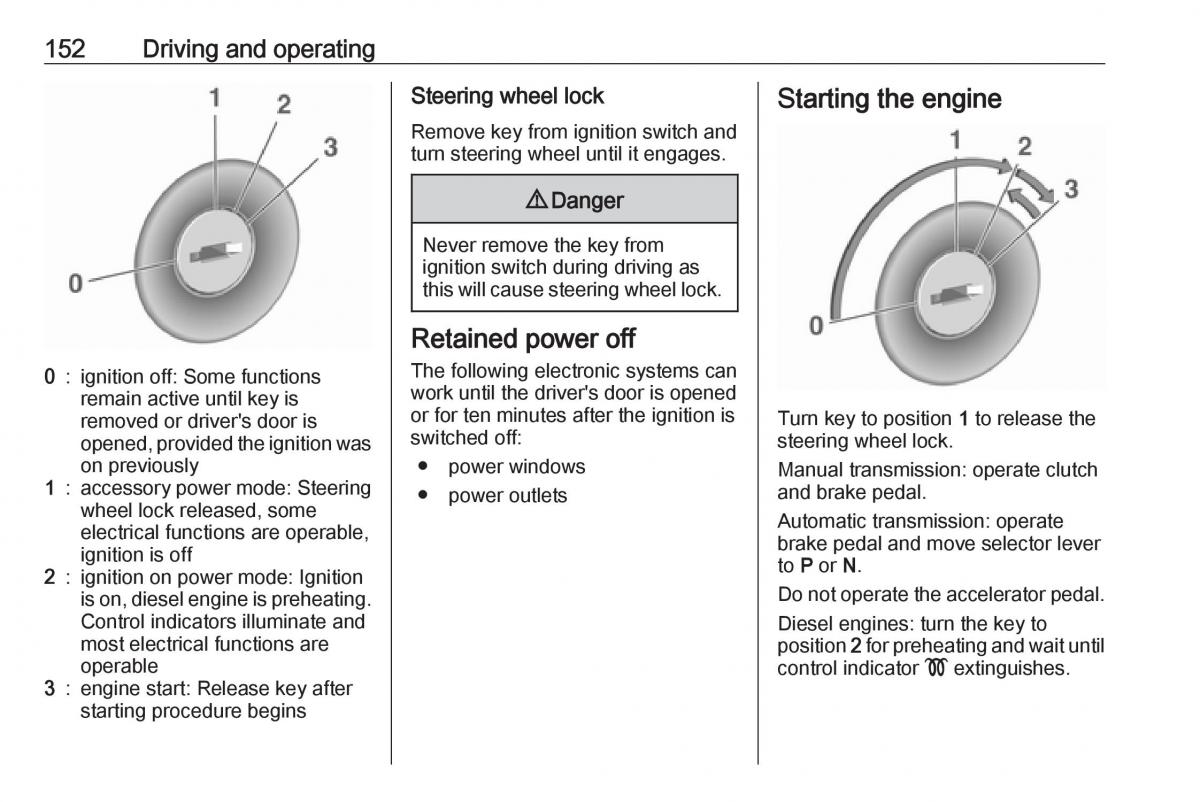 Opel Zafira C FL owners manual / page 154