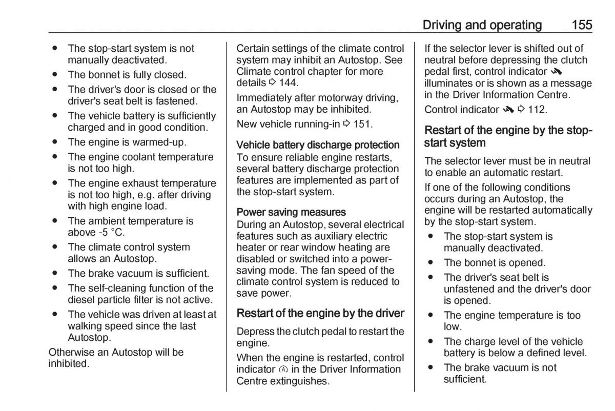 Opel Zafira C FL owners manual / page 157