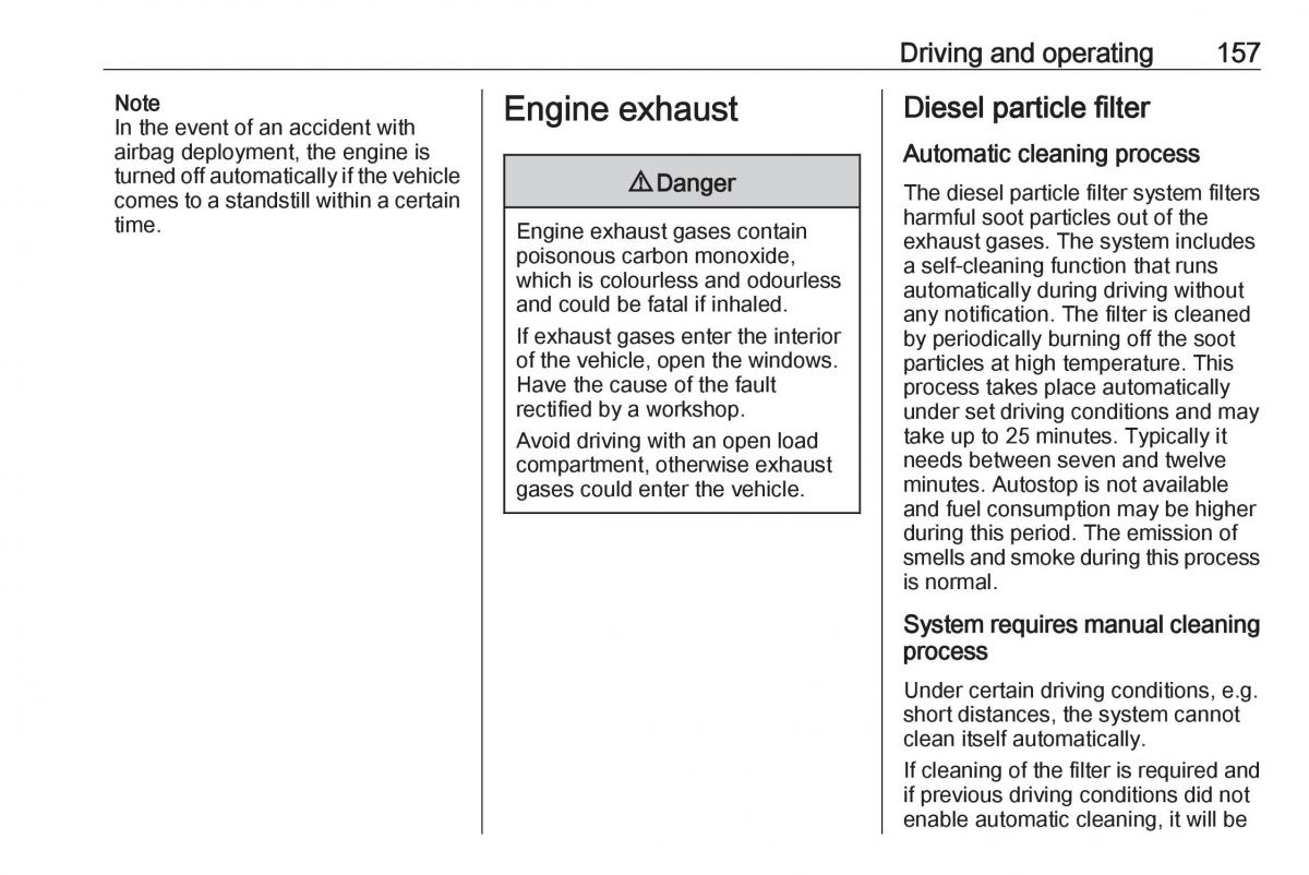 Opel Zafira C FL owners manual / page 159