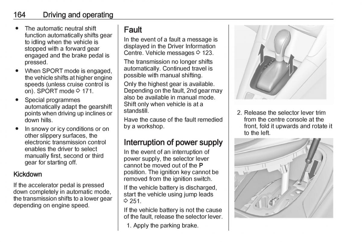 Opel Zafira C FL owners manual / page 166