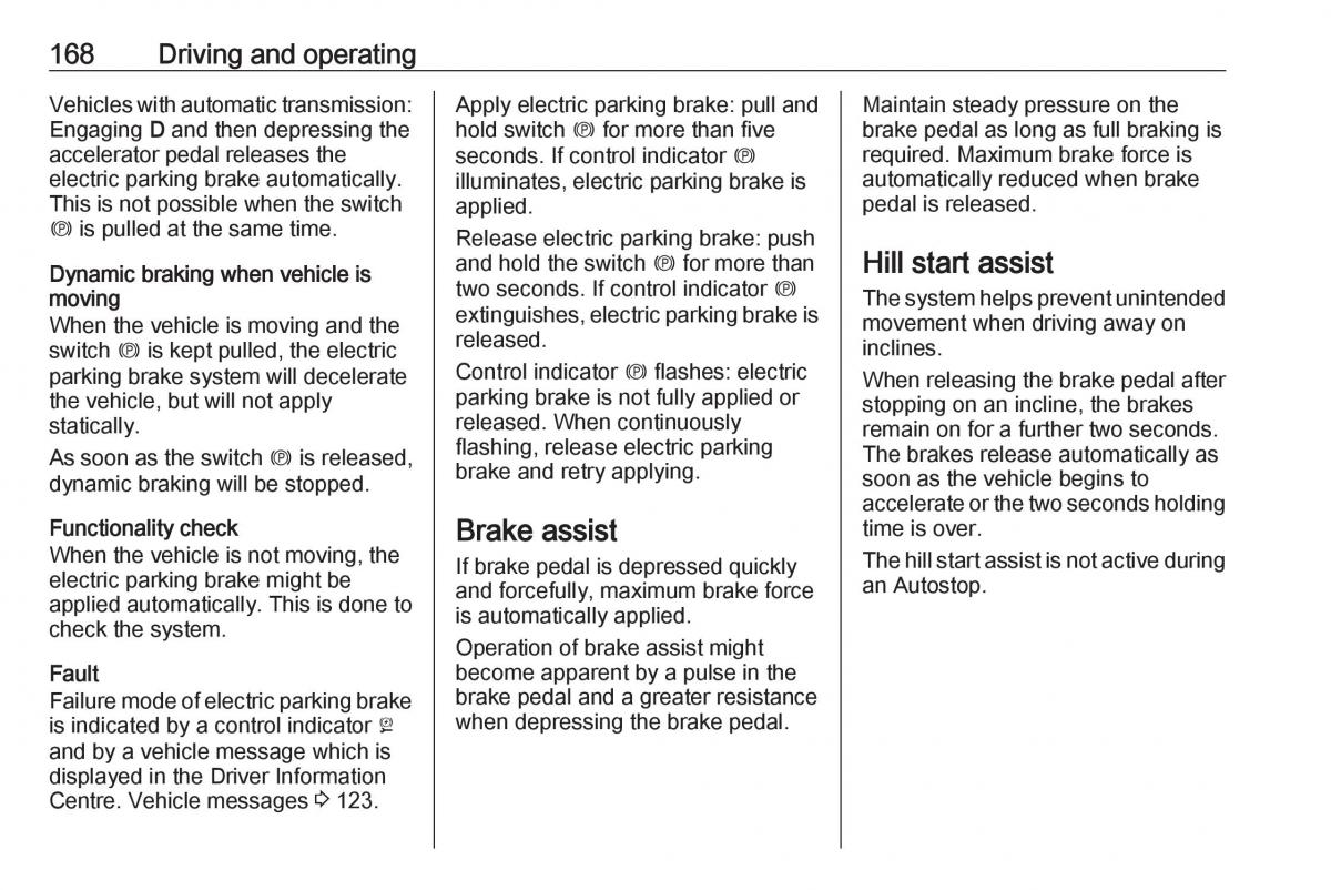 Opel Zafira C FL owners manual / page 170