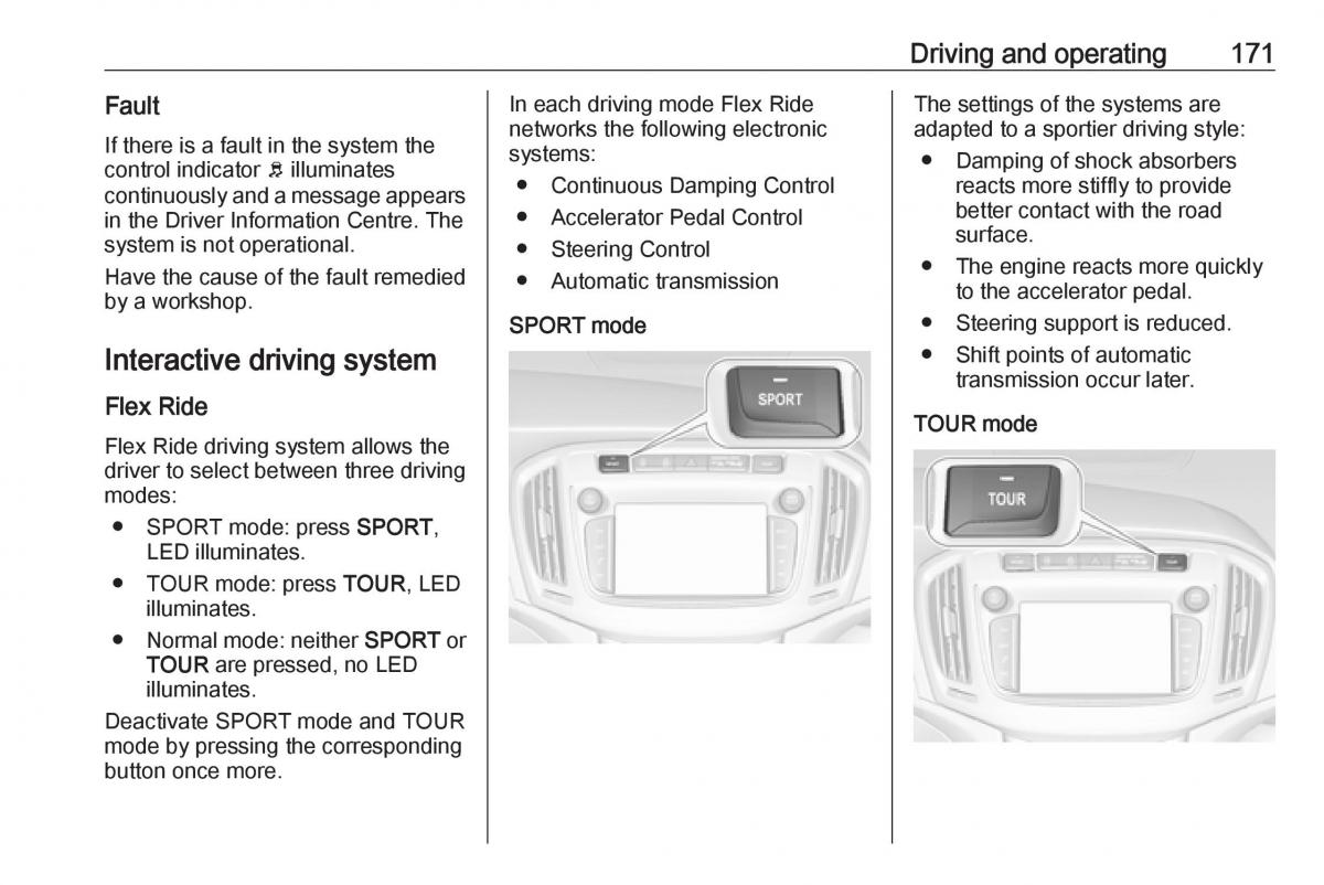 Opel Zafira C FL owners manual / page 173