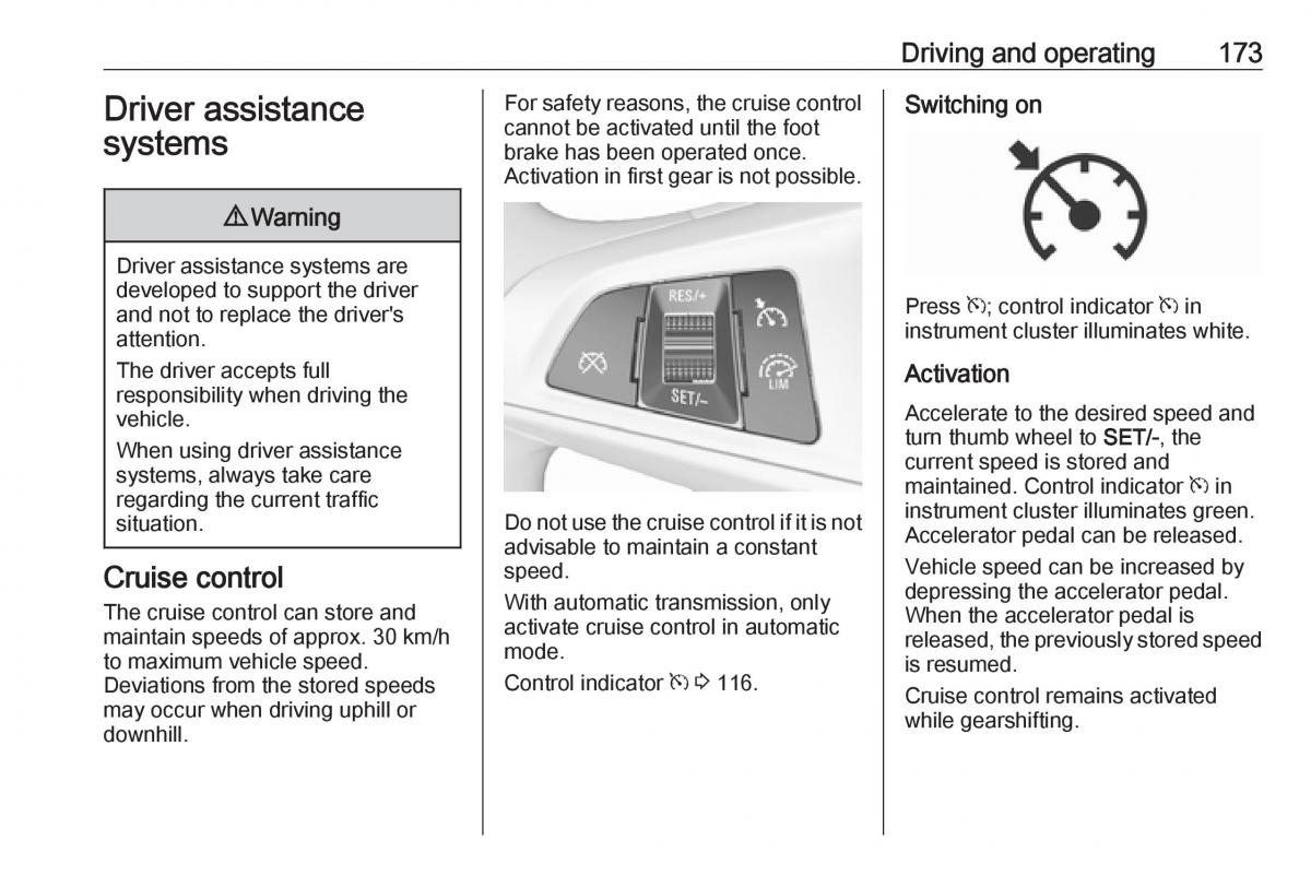 Opel Zafira C FL owners manual / page 175