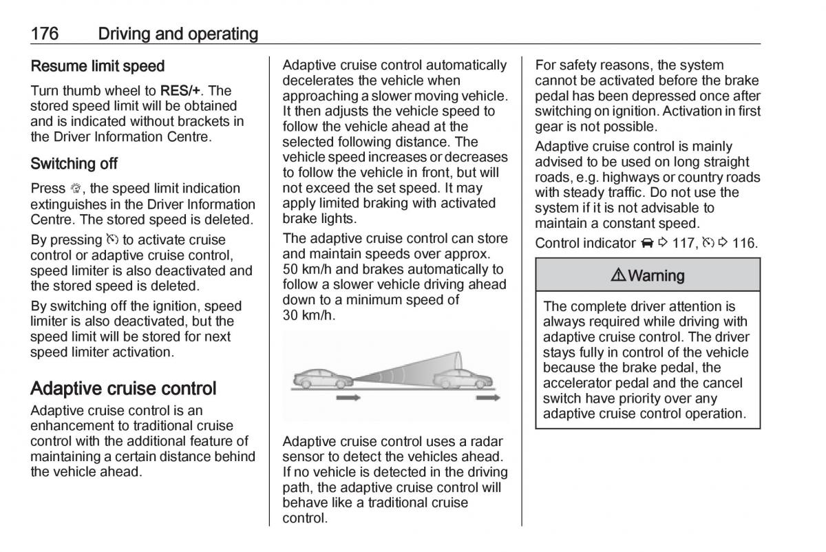 Opel Zafira C FL owners manual / page 178