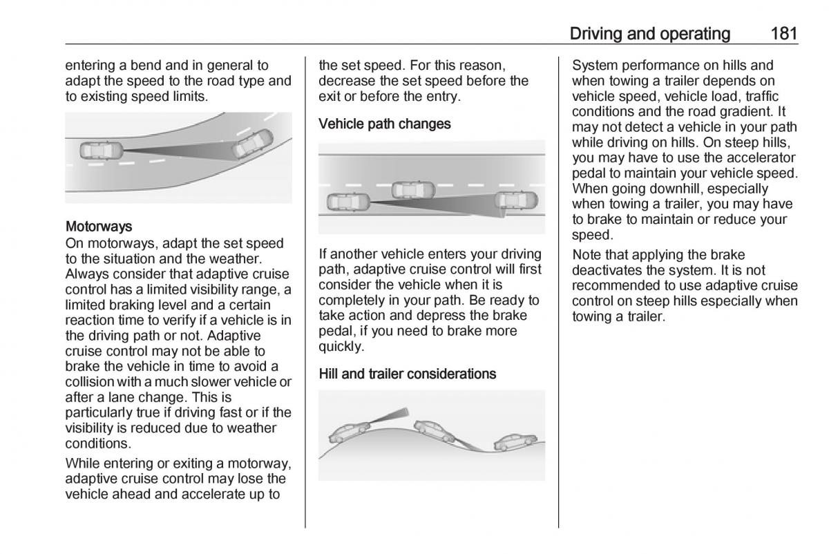 Opel Zafira C FL owners manual / page 183